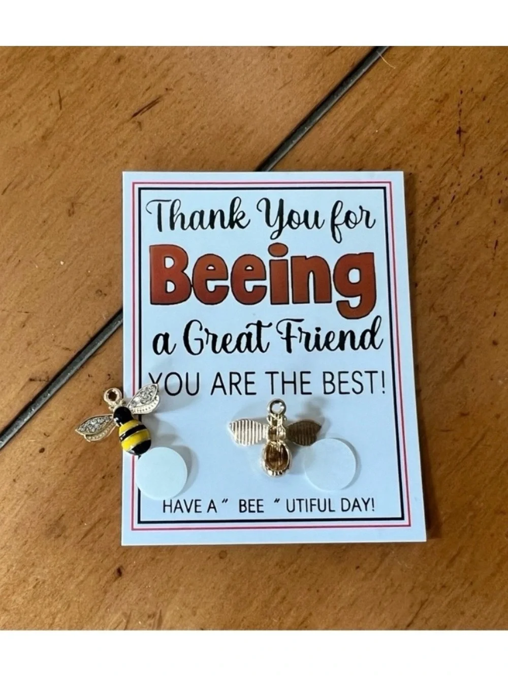 Bee Charm Friendship Cards with Yellow & Black Enamel Bees